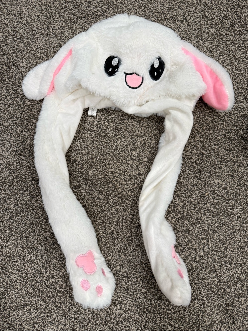 Plush Bunny Ear Hat for Kids - White with Pink Accents